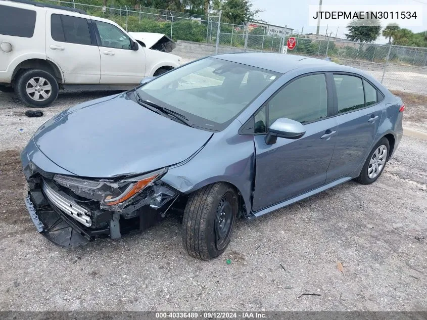 JTDEPMAE1N3011534 2022 Toyota Corolla Le