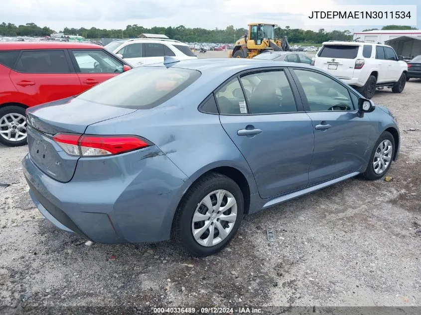 2022 Toyota Corolla Le VIN: JTDEPMAE1N3011534 Lot: 40336489