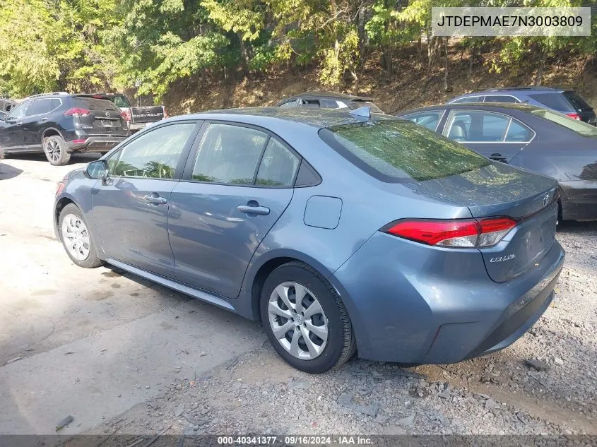 JTDEPMAE7N3003809 2022 Toyota Corolla Le