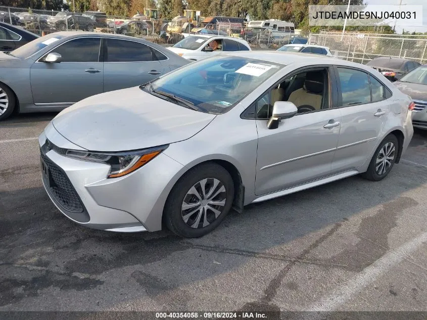 2022 Toyota Corolla Le VIN: JTDEAMDE9NJ040031 Lot: 40354058