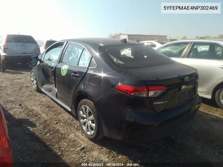 2022 Toyota Corolla Le VIN: 5YFEPMAE4NP302469 Lot: 40355423