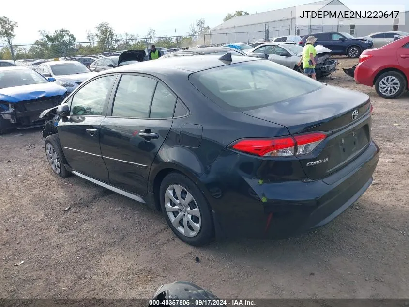 2022 Toyota Corolla Le VIN: JTDEPMAE2NJ220647 Lot: 40357805