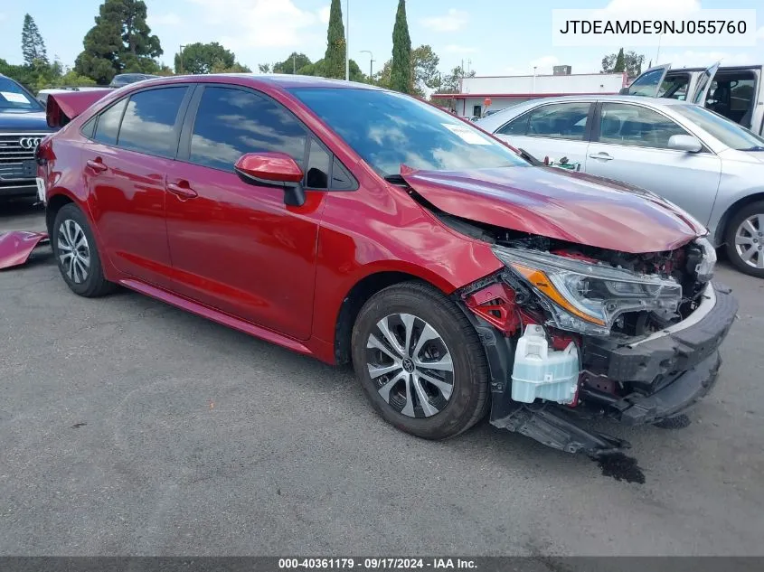 2022 Toyota Corolla Hybrid Le VIN: JTDEAMDE9NJ055760 Lot: 40361179