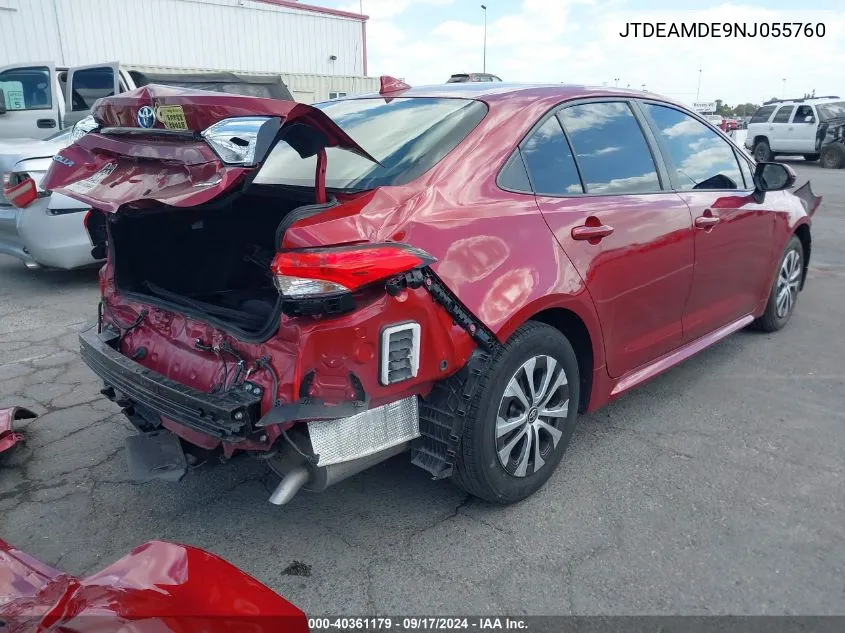 2022 Toyota Corolla Hybrid Le VIN: JTDEAMDE9NJ055760 Lot: 40361179