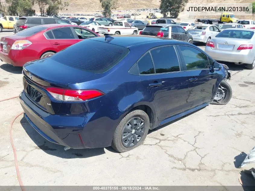 JTDEPMAE4NJ201386 2022 Toyota Corolla Le