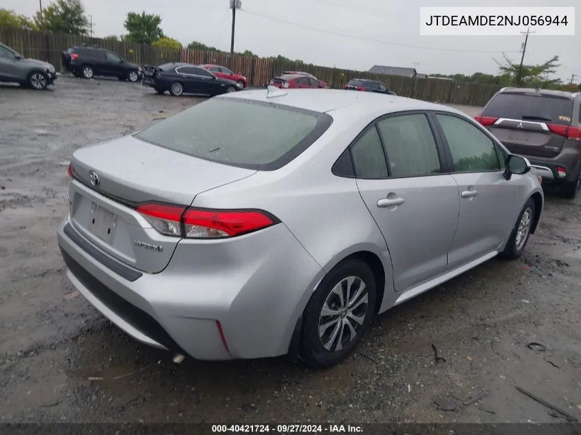 2022 Toyota Corolla Hybrid Le VIN: JTDEAMDE2NJ056944 Lot: 40421724