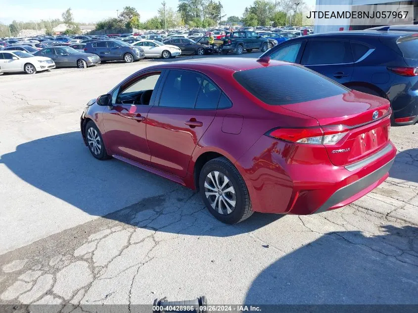 2022 Toyota Corolla Hybrid Le VIN: JTDEAMDE8NJ057967 Lot: 40428986