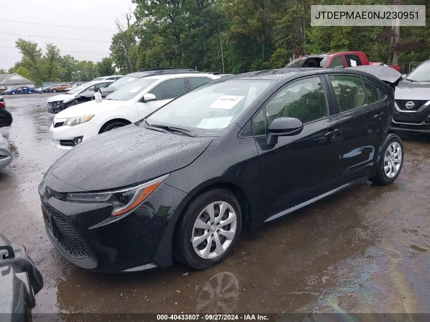 JTDEPMAE0NJ230951 2022 Toyota Corolla Le