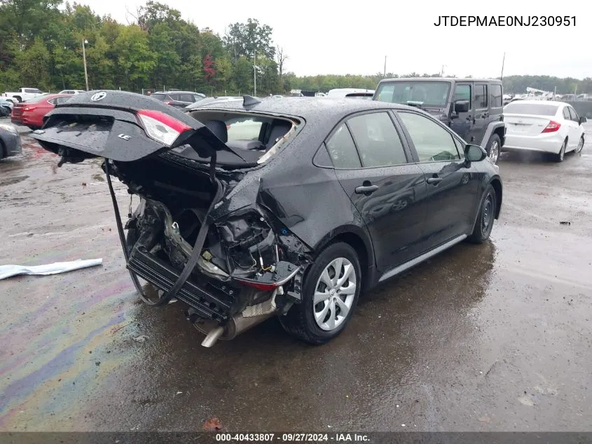 JTDEPMAE0NJ230951 2022 Toyota Corolla Le