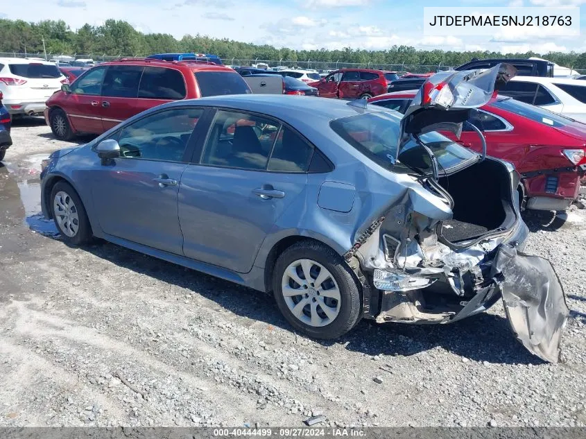 2022 Toyota Corolla Le VIN: JTDEPMAE5NJ218763 Lot: 40444499