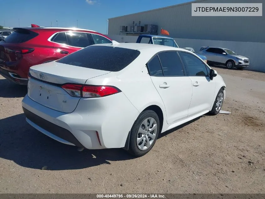 2022 Toyota Corolla Le VIN: JTDEPMAE9N3007229 Lot: 40449795