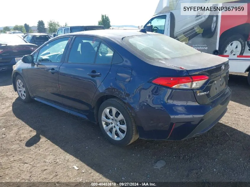 5YFEPMAE5NP367959 2022 Toyota Corolla Le