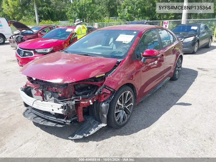 2022 Toyota Corolla Se VIN: 5YFS4MCE8NP135364 Lot: 40455816