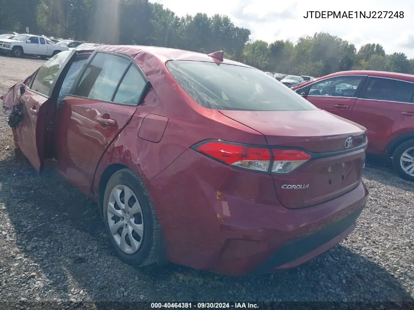 JTDEPMAE1NJ227248 2022 Toyota Corolla Le