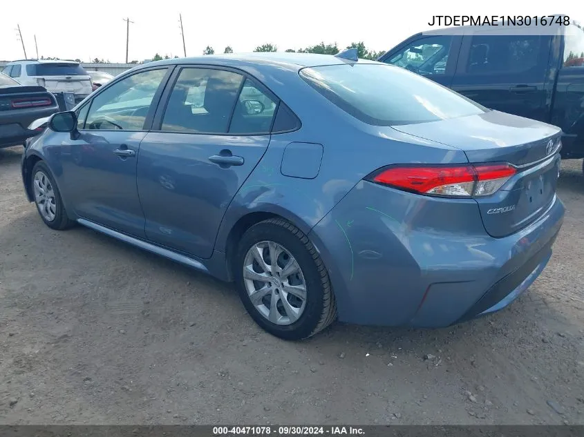 JTDEPMAE1N3016748 2022 Toyota Corolla Le