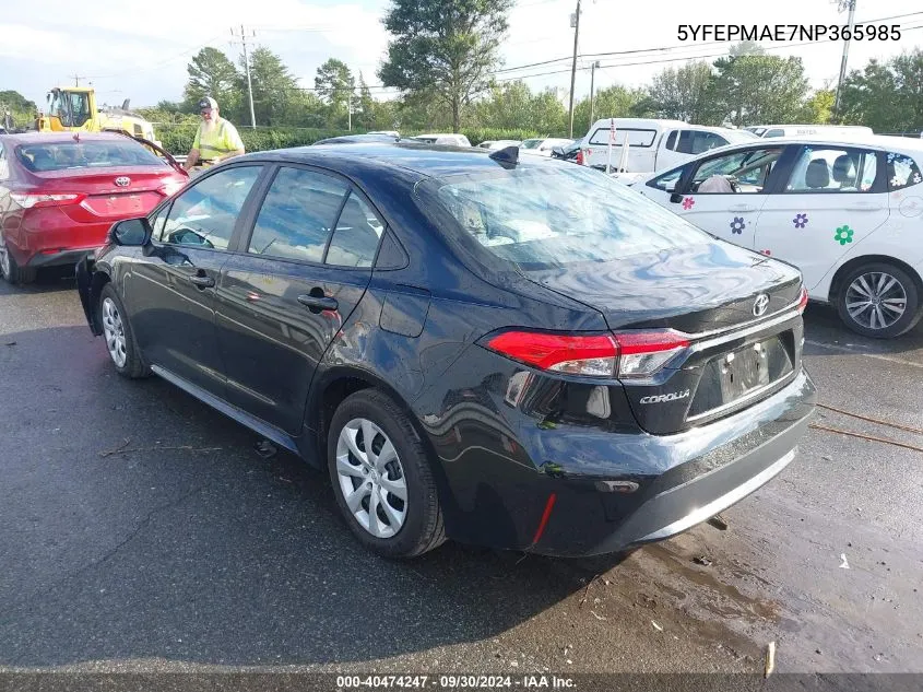 2022 Toyota Corolla Le VIN: 5YFEPMAE7NP365985 Lot: 40474247