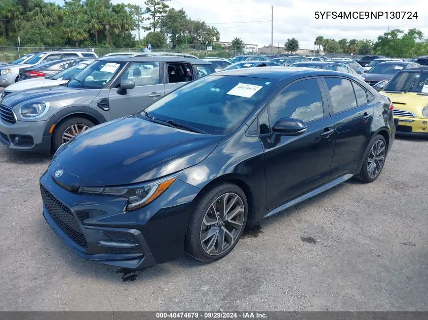 2022 Toyota Corolla Se VIN: 5YFS4MCE9NP130724 Lot: 40474679