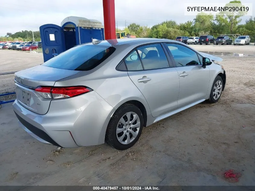 2022 Toyota Corolla Le VIN: 5YFEPMAE4NP290419 Lot: 40479457