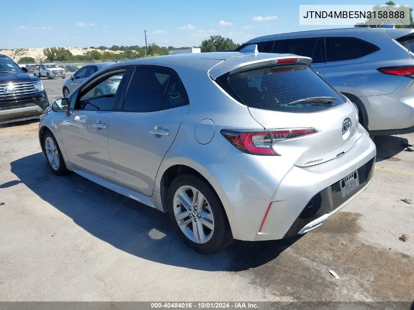 2022 Toyota Corolla Se VIN: JTND4MBE5N3158888 Lot: 40484016