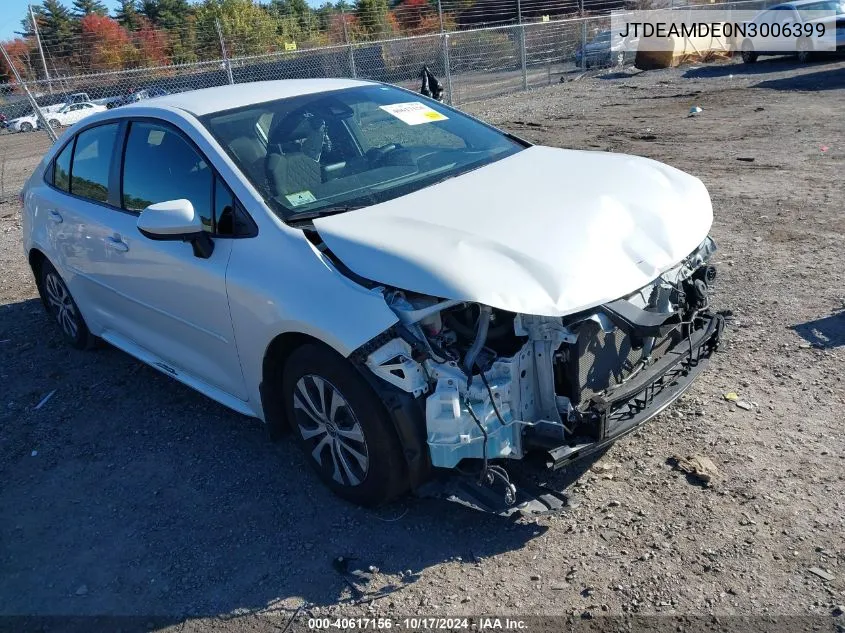 JTDEAMDE0N3006399 2022 Toyota Corolla Hybrid Le