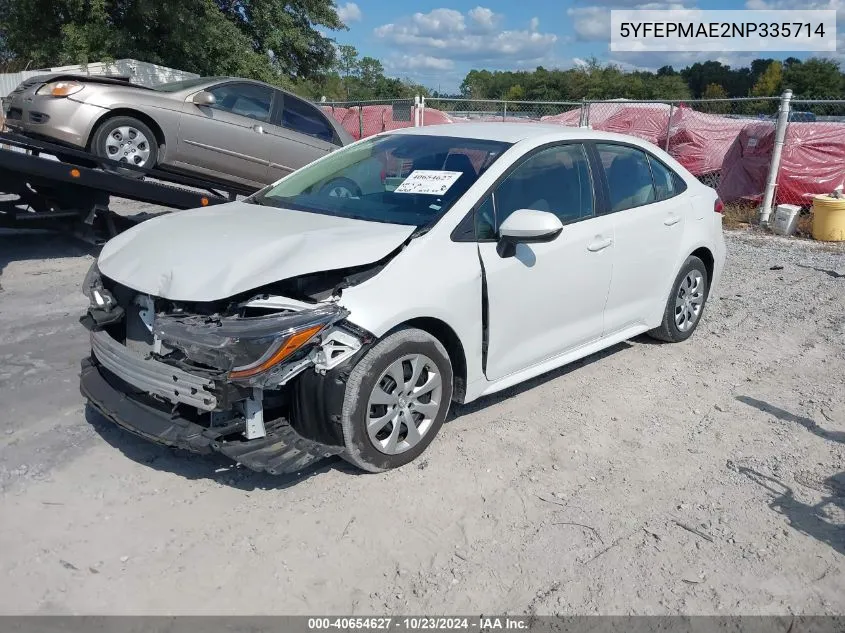 2022 Toyota Corolla Le VIN: 5YFEPMAE2NP335714 Lot: 40654627