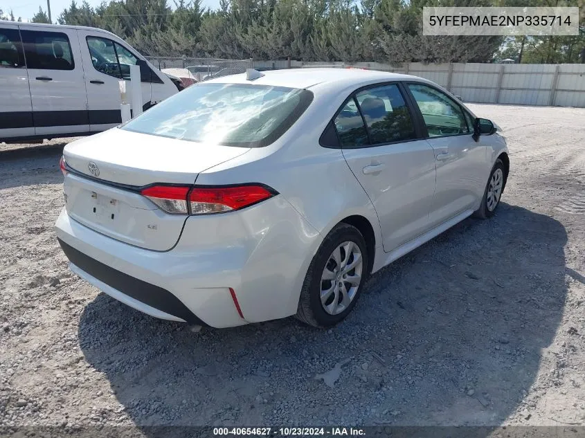 2022 Toyota Corolla Le VIN: 5YFEPMAE2NP335714 Lot: 40654627