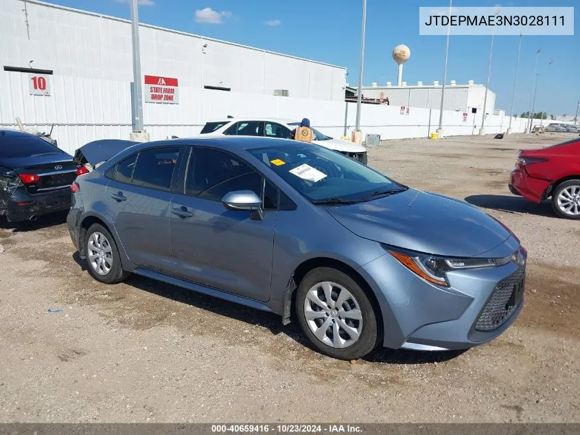 2022 Toyota Corolla Le VIN: JTDEPMAE3N3028111 Lot: 40659416