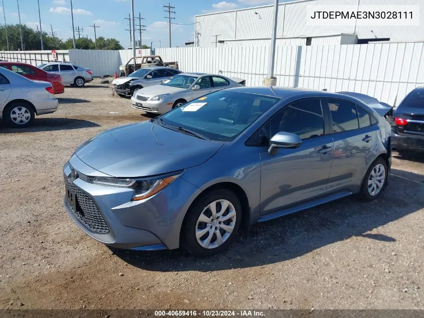 2022 Toyota Corolla Le VIN: JTDEPMAE3N3028111 Lot: 40659416