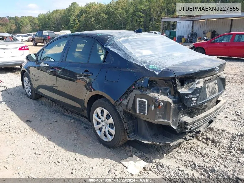 2022 Toyota Corolla Le VIN: JTDEPMAEXNJ227555 Lot: 40719387