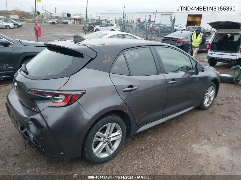 2022 Toyota Corolla Se VIN: JTND4MBE1N3155390 Lot: 40747484