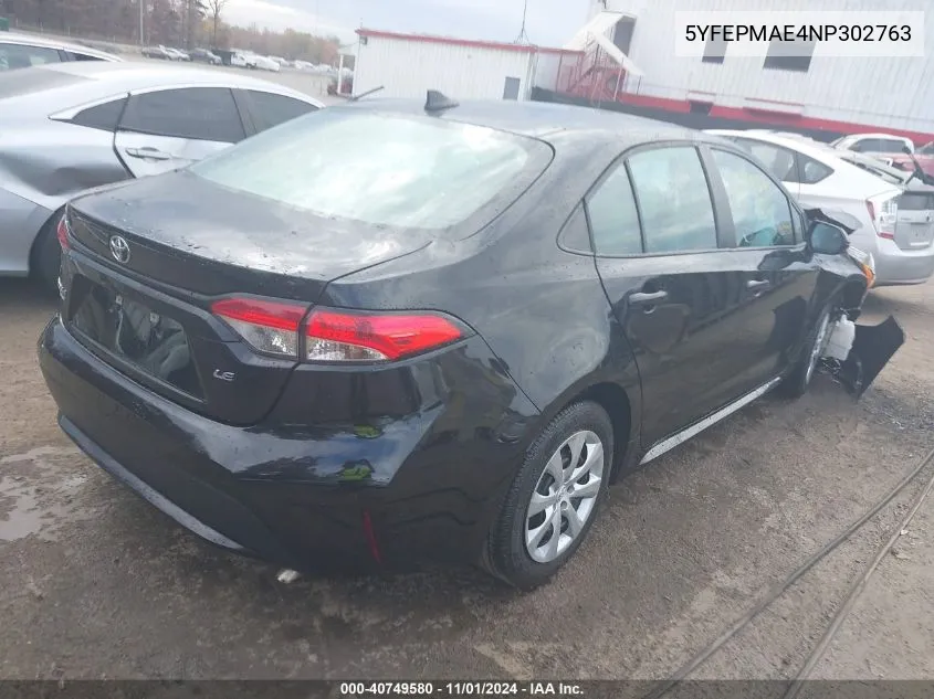 2022 Toyota Corolla Le VIN: 5YFEPMAE4NP302763 Lot: 40749580