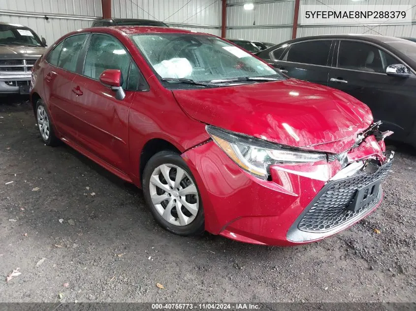 2022 Toyota Corolla Le VIN: 5YFEPMAE8NP288379 Lot: 40755773