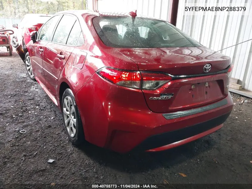 2022 Toyota Corolla Le VIN: 5YFEPMAE8NP288379 Lot: 40755773