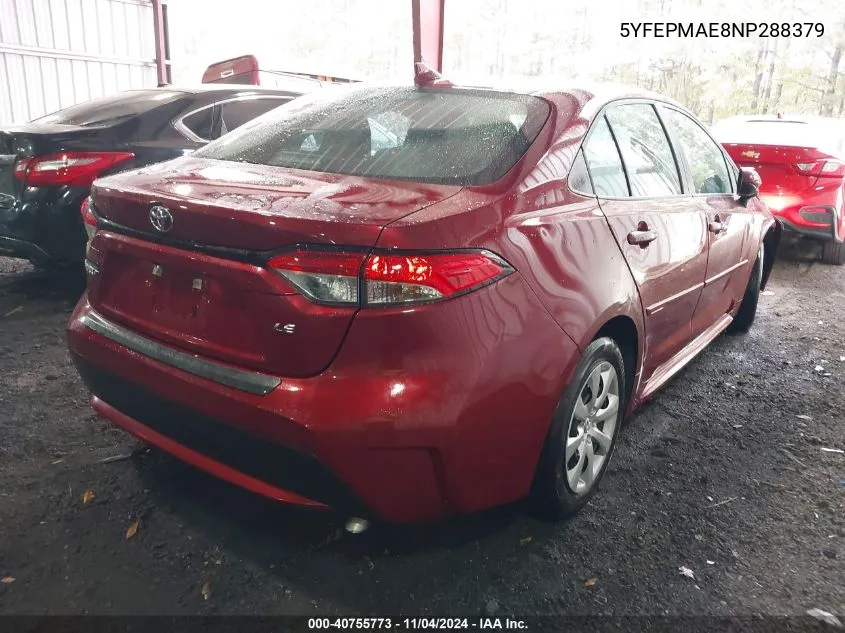 2022 Toyota Corolla Le VIN: 5YFEPMAE8NP288379 Lot: 40755773