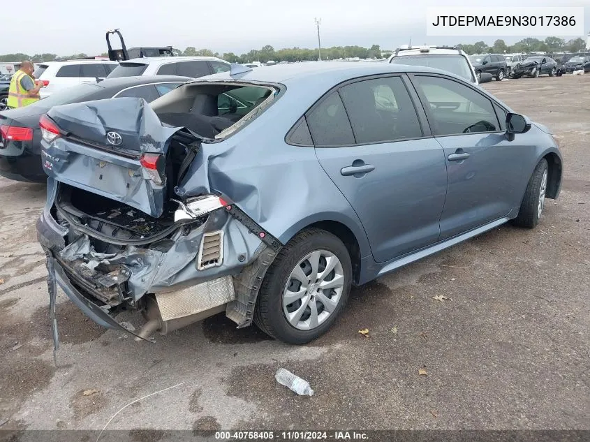 JTDEPMAE9N3017386 2022 Toyota Corolla Le