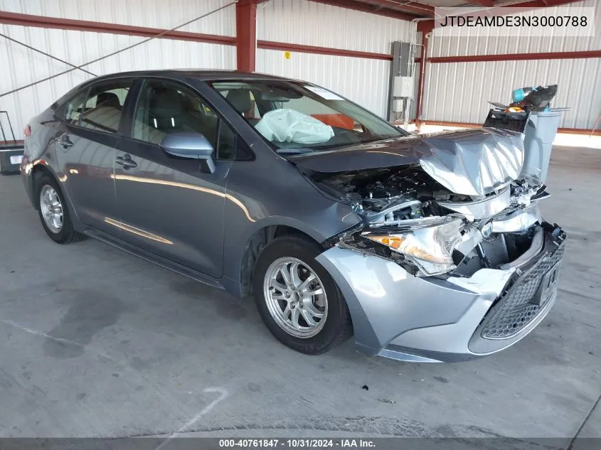 2022 Toyota Corolla Hybrid Le VIN: JTDEAMDE3N3000788 Lot: 40761847