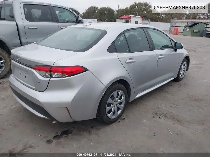 5YFEPMAE2NP370303 2022 Toyota Corolla Le