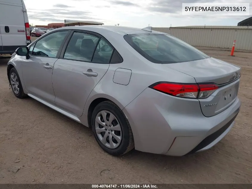 2022 Toyota Corolla Le VIN: 5YFEPMAE5NP313612 Lot: 40764747