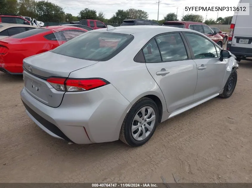 2022 Toyota Corolla Le VIN: 5YFEPMAE5NP313612 Lot: 40764747