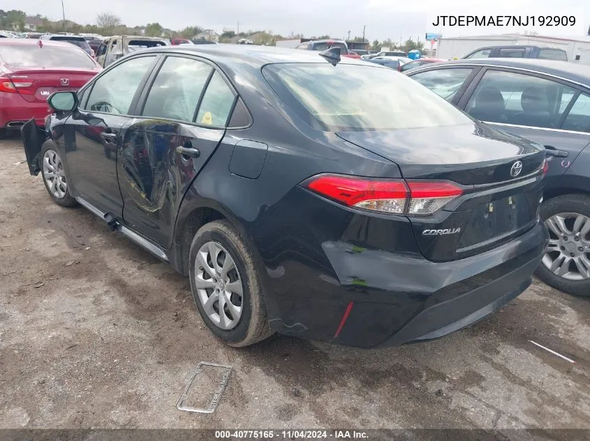 2022 Toyota Corolla Le VIN: JTDEPMAE7NJ192909 Lot: 40775165