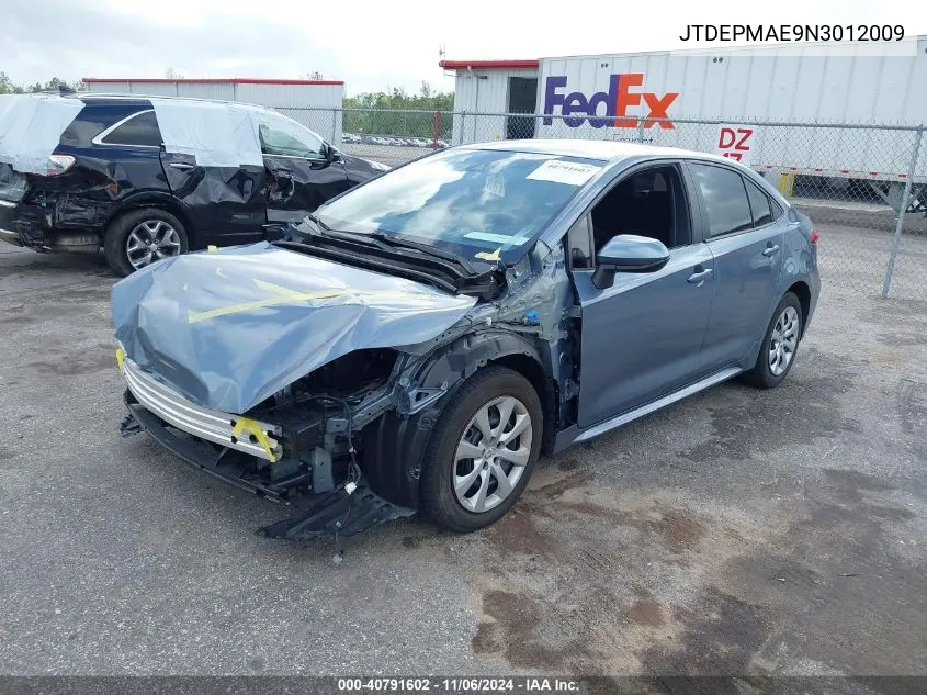 2022 Toyota Corolla Le VIN: JTDEPMAE9N3012009 Lot: 40791602