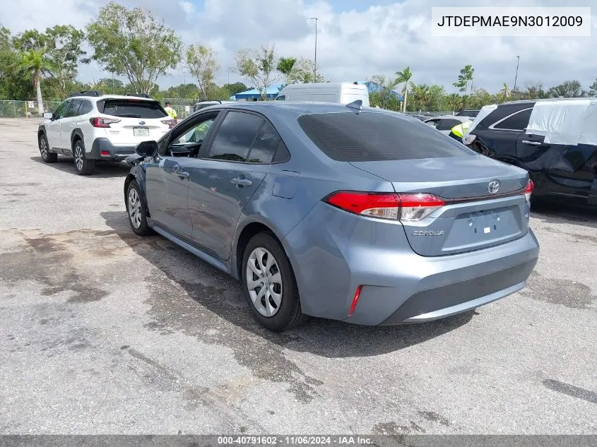 2022 Toyota Corolla Le VIN: JTDEPMAE9N3012009 Lot: 40791602