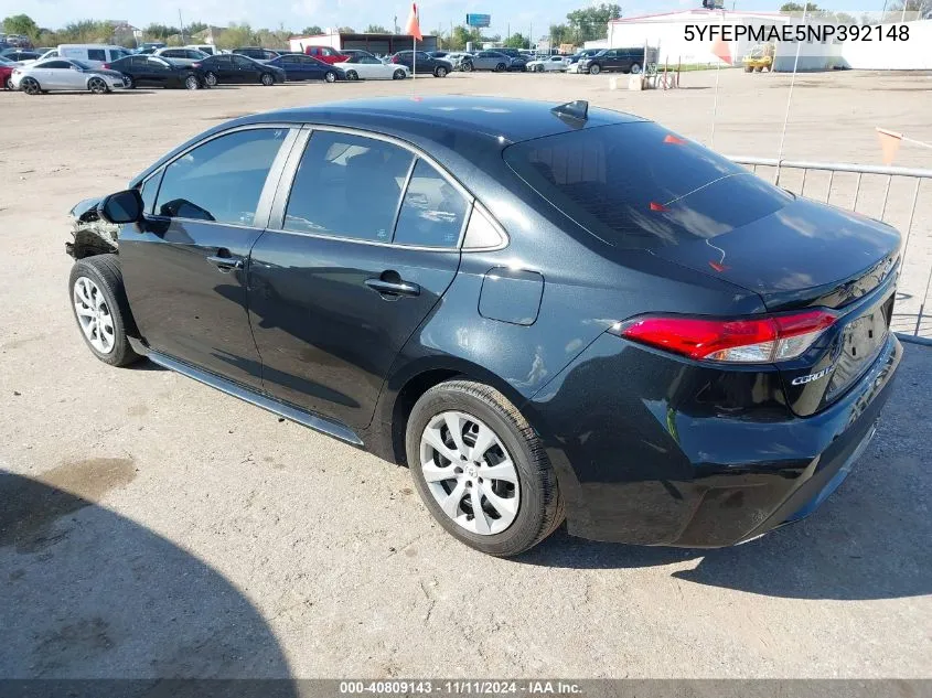 2022 Toyota Corolla Le VIN: 5YFEPMAE5NP392148 Lot: 40809143