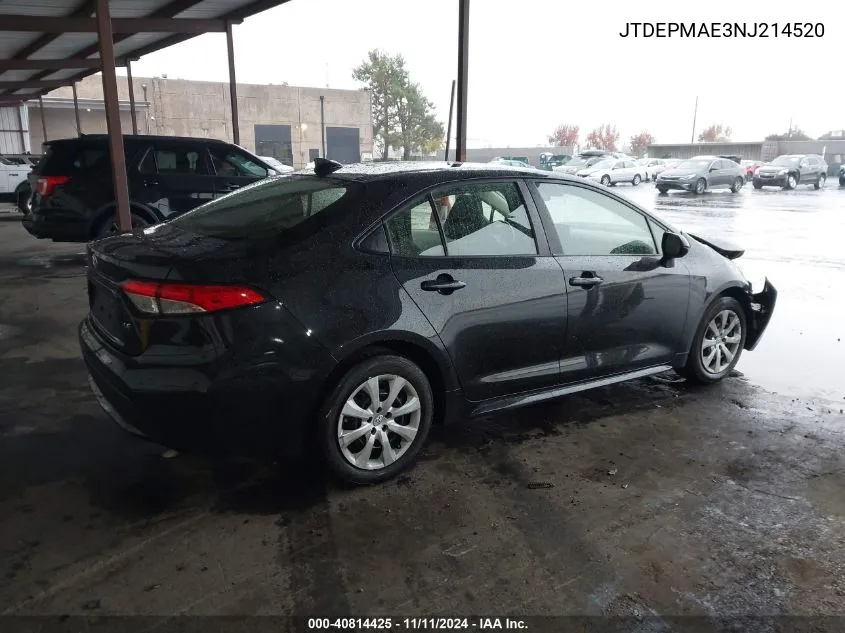 2022 Toyota Corolla Le VIN: JTDEPMAE3NJ214520 Lot: 40814425