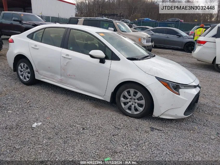 2022 Toyota Corolla Le VIN: JTDEPMAE3N3032448 Lot: 40822295