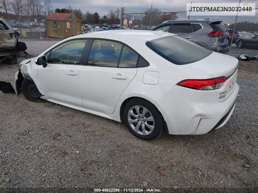 2022 Toyota Corolla Le VIN: JTDEPMAE3N3032448 Lot: 40822295