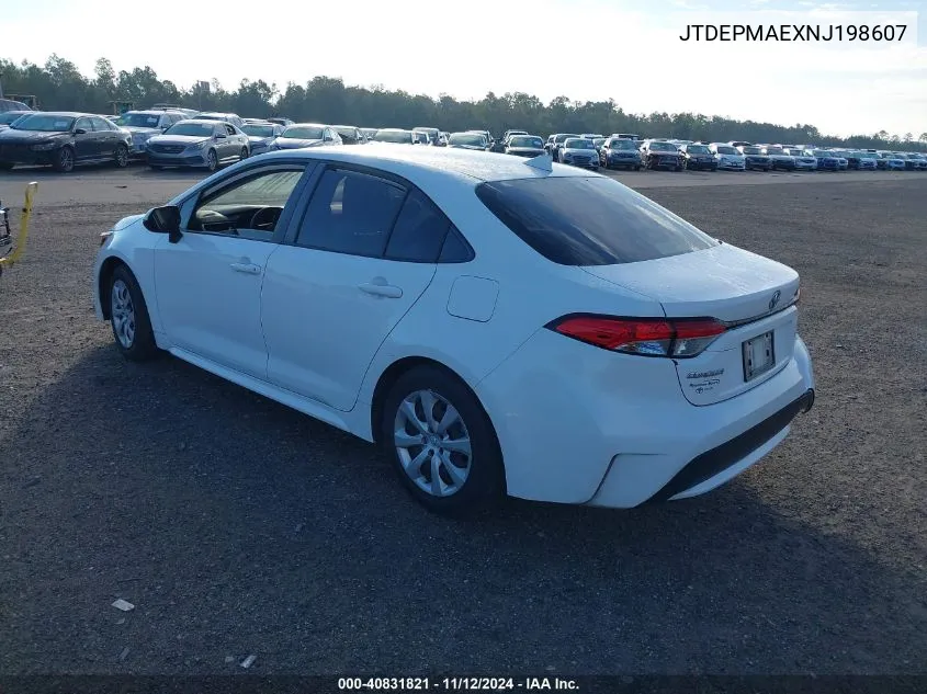 2022 Toyota Corolla Le VIN: JTDEPMAEXNJ198607 Lot: 40831821