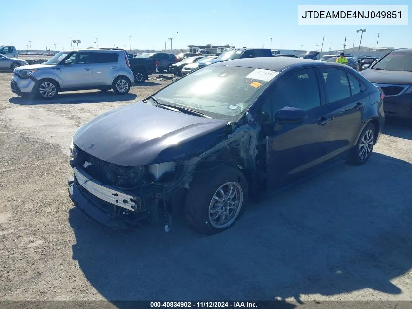 2022 Toyota Corolla Hybrid Le VIN: JTDEAMDE4NJ049851 Lot: 40834902