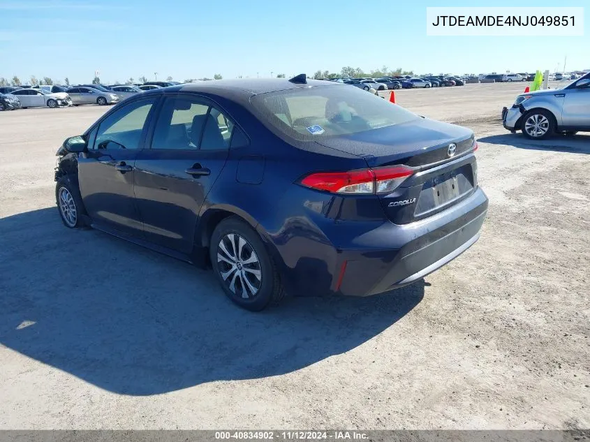 2022 Toyota Corolla Hybrid Le VIN: JTDEAMDE4NJ049851 Lot: 40834902