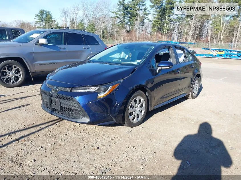 2022 Toyota Corolla Le VIN: 5YFEPMAE1NP388503 Lot: 40842015